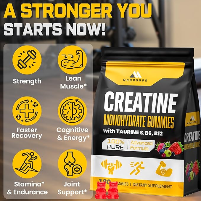 (180 Count) Creatine Monohydrate Gummies for Men &amp Women - Creatine Pre Workout Gummies for Muscle Builder Muscle Strength Recovery Endurance Energy Creatine for Women &amp Men Vegan Mixed