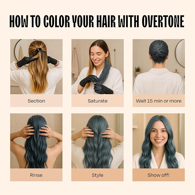 Overtone Semi Permanent Hair Color Conditioner Glacier Mist 8 oz Nourishing Damage-Free Color Depositing Mask for All Hair Types with Shea Butter &amp Coconut Oil Vegan &amp Cruelty-Free