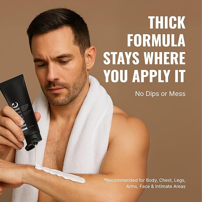 Superior Mane Razorless Hair Removal Cream for Men ? Painless Body &amp Intimate Hair Removal No Razor Burn ? Rinse-Free Formula with Cooling Effect Aloe Vera Witch Hazel &amp Green Tea ? 150ml