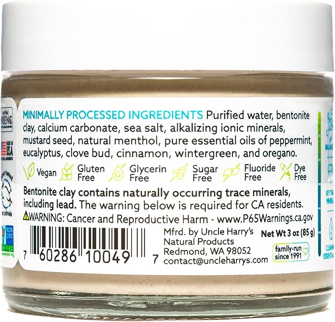 Uncle Harry's Spearmint Remineralizing Toothpaste | Natural Whitening Tooth Paste Freshens Breath &amp Promotes Enamel | Vegan Fluoride Free Toothpaste (2 Pack)