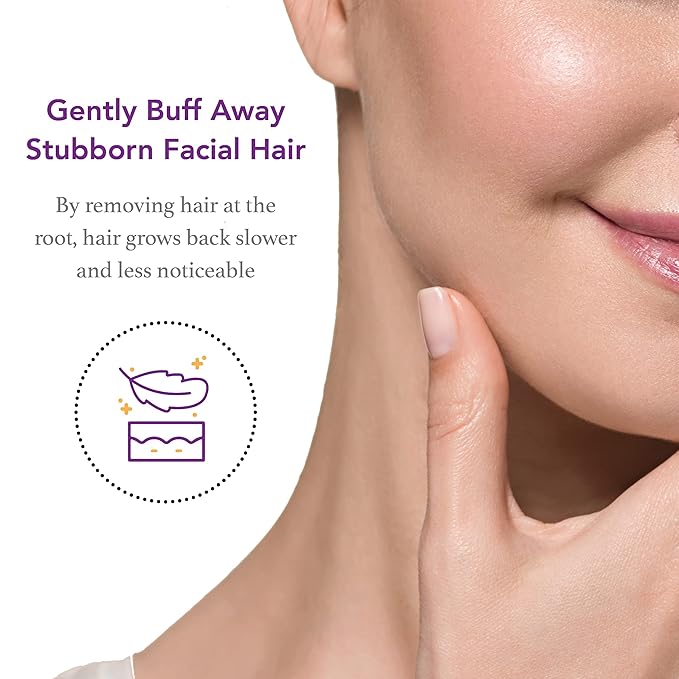 Facial Buffer - Painless &amp Chemical Free Facial Hair Remover &amp Gentle Face Exfoliator - Hair Eraser to Slow Regrowth on Chin Lip &amp Cheeks (3 Buffers Per Box Pack of 3)