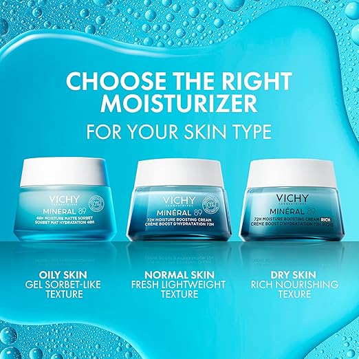 Vichy Mineral 89 Fragrance Free Cream Moisture Boosting Cream with Hyaluronic Acid Daily Face Moisturizer Available in 3 Formulas For All Skin Types Dry &amp Sensitive Skin &amp Mattifying for O