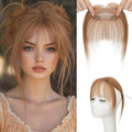 MY-LADY Clip In Bangs Human Hair Bangs 100% Real Human Hair Clip on Wispy Bangs Fringe with Temples Hairpieces for Women(light brown)