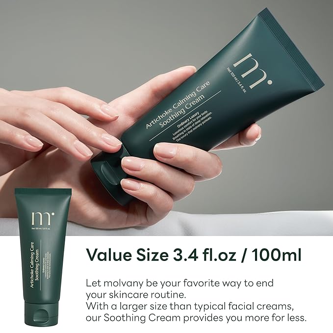 molvany Artichoke Calming Care Soothing Cream - Daily Facial Hydrating Moisturizer &amp Body Cream - Korean Skincare for Dehydrated &amp Sensitive Skin - 3.4 fl. oz