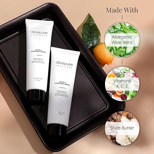 Aloette Nutri-C Face Moisturizer Cream - Daily Facial Skin Care Products for Wrinkles &amp Fine Lines - Skin Moisturizer Face Lotion Hydrates &amp Rejuvenates Dry to Normal Skin Gluten Free - 3 Fl