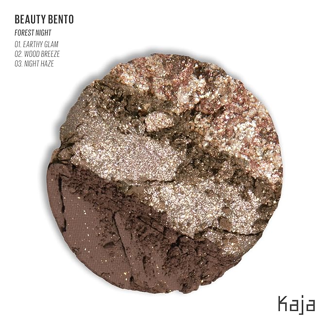 Kaja 3 Colors Eyeshadow - Beauty Bento 19 Forest Night | Mosaic Chrome Shimmer Matte finish Cruelty free K-Beauty Mini Palettes Easy Finger Blendable Glitter High Pigmentation 0.03 Oz