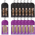 12PCS Wig Bags With Hanger - Hair Extension Holder for Multiple Wigs - Organizer (6PCS Black &amp 6PCS Purple)