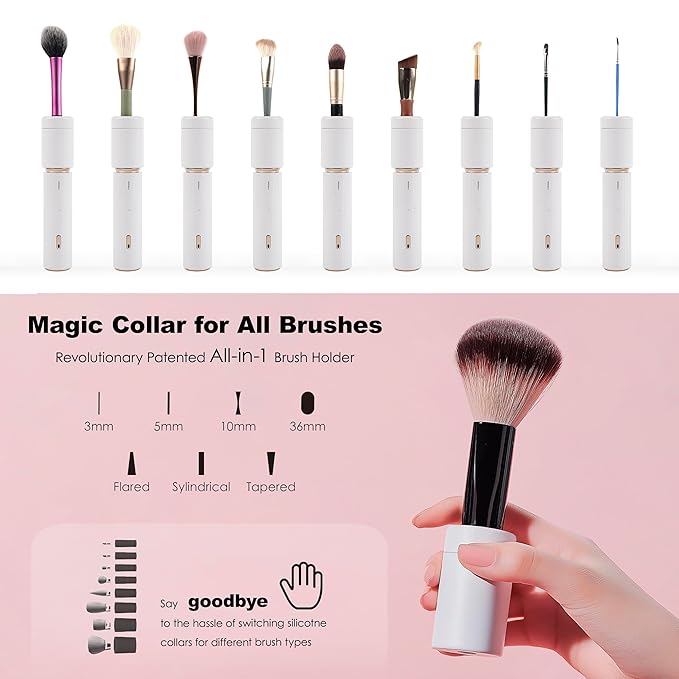 Electric Makeup Brush Cleaner &amp Dryer Machine Upgraded Patented Universal Collar Fits 99% of Brush Shapes Deep Clean &amp Quick Dry Rechargeable &amp Portable for Travel &amp Home Use Gift