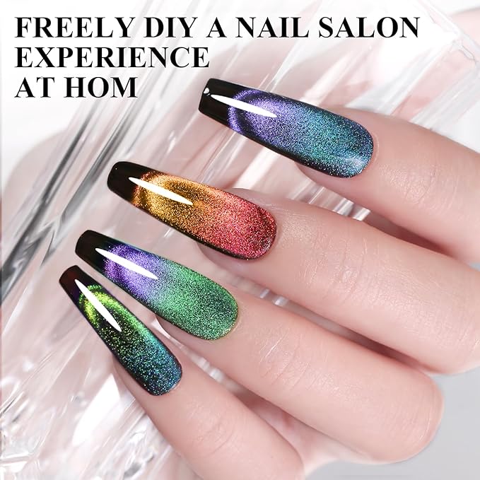 Imtiti 6Pcs 9D Cat Eye Gel Nail Polish Kit 10ml Long Lasting Soak Off UV LED Magnetic Polish for Nail Art Salon DIY at Home Gift for Women