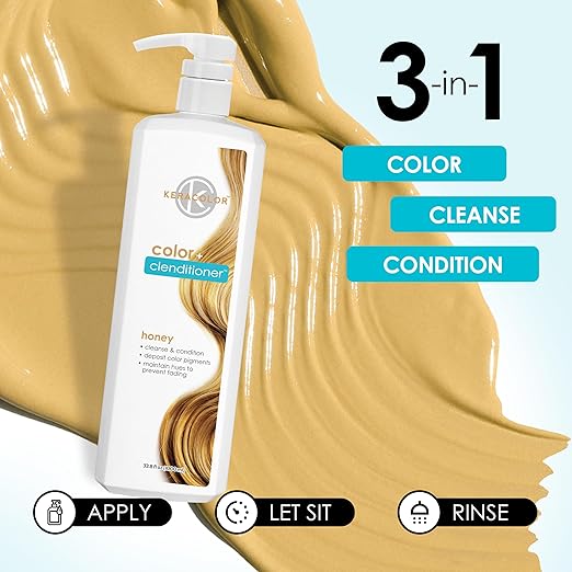 Keracolor Color + Clenditioner 3-in-1 Color-Depositing Conditioner Gentle Cleansing Conditioner Infusing Semi-Permanent Hair Color 9 Shades 33.8 Fl Oz