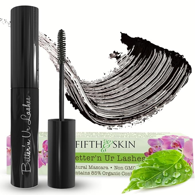 Fifth &amp Skin BETTER'N UR LASHES Natural Mascara | 100% Natural (Black) Organic - Vegan - Gluten Paraben Nut Lead Dye FREE