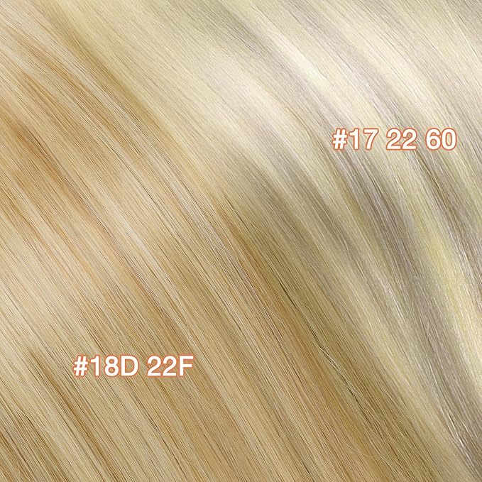 GOO GOO Invisi Edge Clip in Hair Extensions Set 22inch 160g 4pcs Injected Seamless PU Clip ins and 3pcs Classical PU Clip ins Virgin Real Human Hair #(T17/22) P60