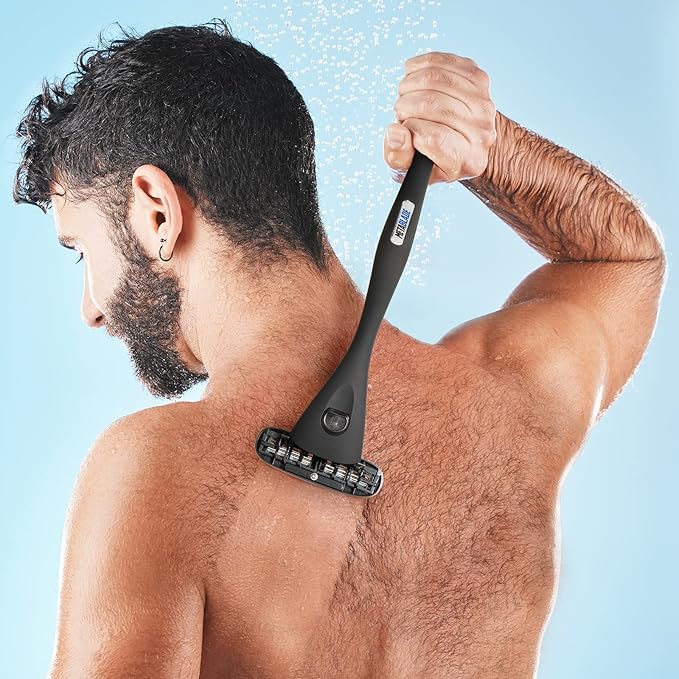 Metablade Back Shaver for Men - Long Handle Back Hair and Body Shavers - Replaceable Ultra Wide Blades DIY Shave Wet or Dry