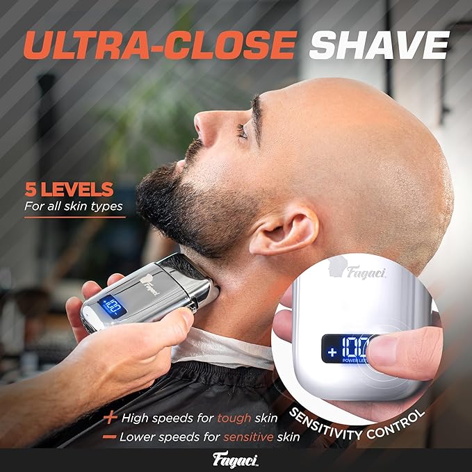 Fagaci 5 Speeds Double Foil Shavers for Men Professional Irritation Free Close Clean Shaving Foil Razor Electric Shavers for Men Maquina de Afeitar para Hombre Neck Barber Shaver