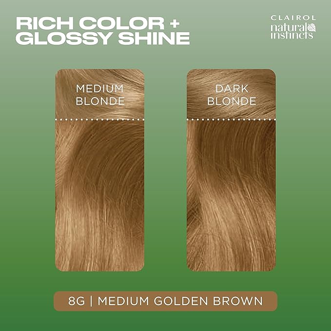 Clairol Natural Instincts Demi-Permanent Hair Dye 8G Medium Golden Blonde Hair Color Pack of 3