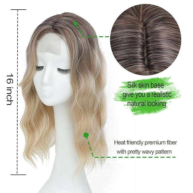 Hair Topper16 Hair Toppers for WomenWig Topper PiecesLarge Coverage Invisible Hairpiece Clip-in Volumizing &amp Curl Wiglet for Thinning Crown/Hairloss (Blonde with Dark Root)