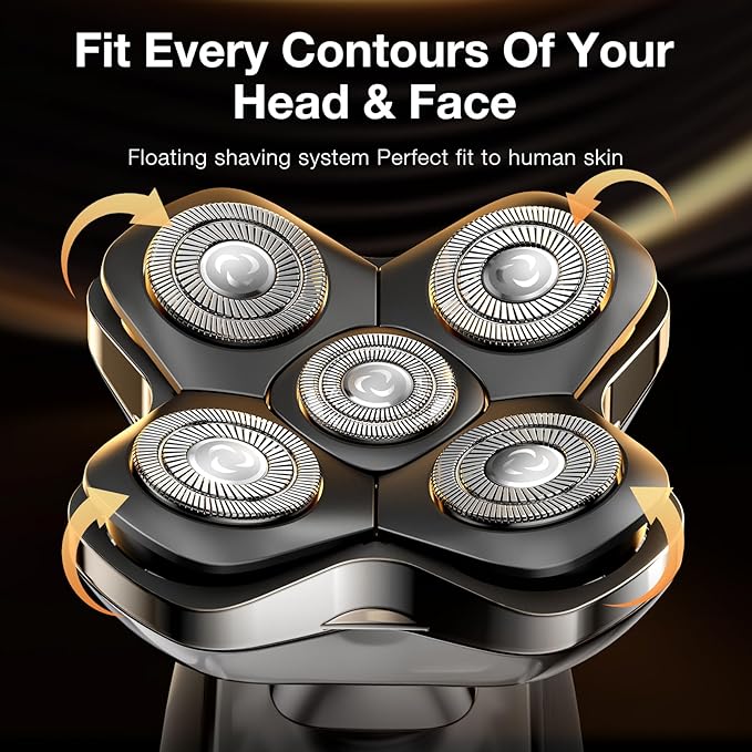 5D Head Shavers for Bald Men - 6 in 1 kensen Upgraded Magnetic Head Body Shaver for Mens Wet/Dry Bald Head Shavers for Men IPX6 Waterproof LED Display with USB-C Charge Head Razors for Bald Mens Gift