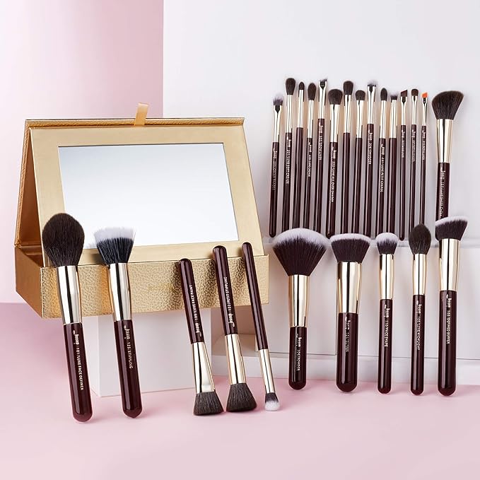 Jessup Makeup Brushes Set Professional Makeup Brush Eyeshadow Blending Powder Foundation Blusher Concealer 25pcs with Cosmetics Storage Box Zinfandel T285