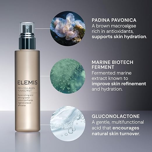 ELEMIS Pro-Collagen Toning Mist 150ml Hydrating PHA Facial Mist to Refine Pores &amp Smooth Skin