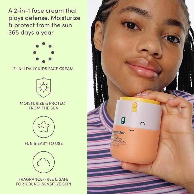 Evereden Kids Face Cream 1.7 oz. | Fragrance-Free and Kids Face Lotion with SPF 20 | Clean and Non-Toxic Face Moisturizer | Multi-Vitamin Skin Care | FSA Eligible