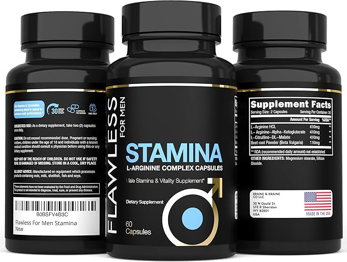 Stamina | Extra Firm Hard On Pills | Fast Acting L-Arginine L -Citrulline &amp Nitric Oxide Supplement for Men | Promotes Male Vitality Blood Flow and Endurance | 60 Capsules