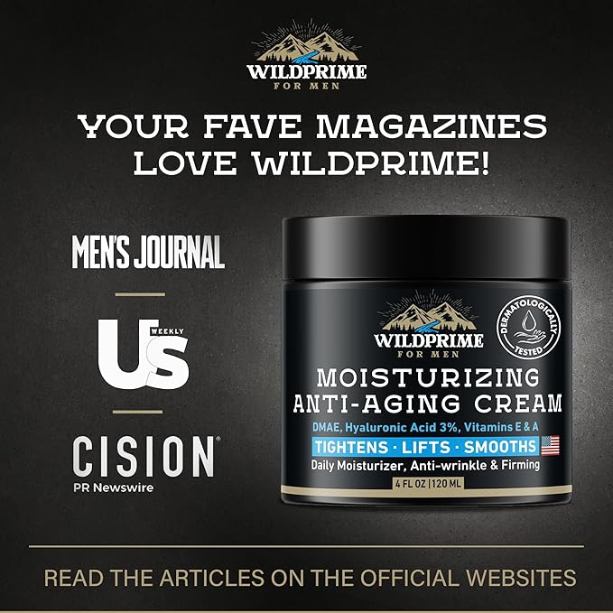 Men's Face Moisturizer Cream - Anti Aging &amp Wrinkle - Made in USA - Collagen Hyaluronic Acid Vitamins E &amp A Avocado Oil - After Shave Lotion - Age Facial Skin Care Day &amp Night Moisturi