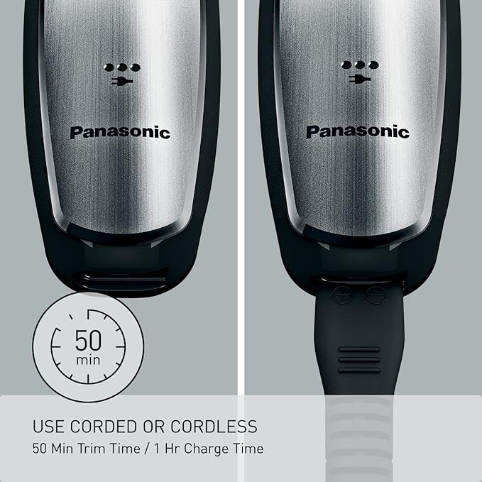 Panasonic Multi-Groomer Electric Beard Trimmer for Men Men?™s Trimmer for Beard Hair and Body 39 Trim Length Settings with 3 Attachments Corded/Cordless Operation ? ER-GB80-S (Silver)