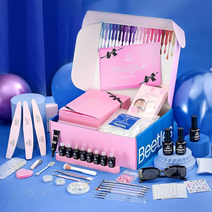 Beetles Jelly Gel Nail Polish Set - Christmas Gift Box Nude Sands Collection 75 PCS Jelly Nail Polish Kit Nude Pink Milky White Glitter Silver Cat Eye Base Glossy Matte Top Coat Winter Gift for Women