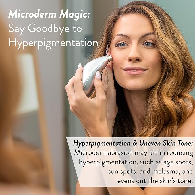 Microderm GLO Diamond Microdermabrasion Machine and Suction Tool - Clinical Micro Dermabrasion Kit for Anti Aging Advanced Home Facial Treatment System Blackhead Remover &amp Exfoliator for Acne Sc