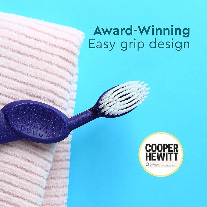 RADIUS Flex Brush with Soft Bristles Toothbrush BPA Free &amp ADA Accepted Designed to Improve Gum Health &amp Reduce Issues - Left Hand - Assorted - Pack of 6