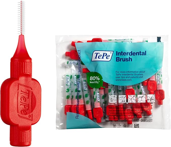 TePe Pack of 25 Interdental Brush Original Soft Dental Brush for Teeth Cleaning 2 Red