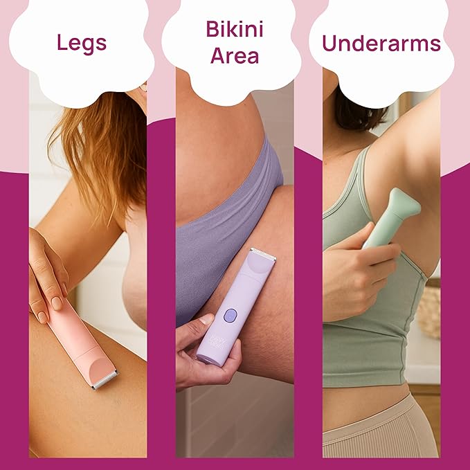 HAPPY CURVES Smoothie 2.0 Bikini Trimmer - Electric Razor for Women Waterproof Hair Groomer with Adjustable Guards Personal Shaver for Pubic Hair Ladies Intimate Shaver and Body Trimmer (Guava)
