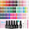 Beetles Winter Gel Nail Polish Set - Emotional Spectrum 69PCS 60 Colors Gel Polish Kit Base Coat Glossy &amp Matte Top Coat UV Led Soak off Collection Brown Red Black Nude White Christmas Gifts for W
