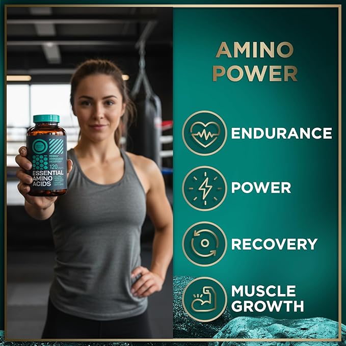 WILD FUEL Essential Amino Acids Supplement for Women and Men - All 9 BCAAs Amino Acid Complex for Power and Recovery - EAA Lysine Tryptophan Isoleucine - 2 Pack 240 Vegan BCAA Capsules