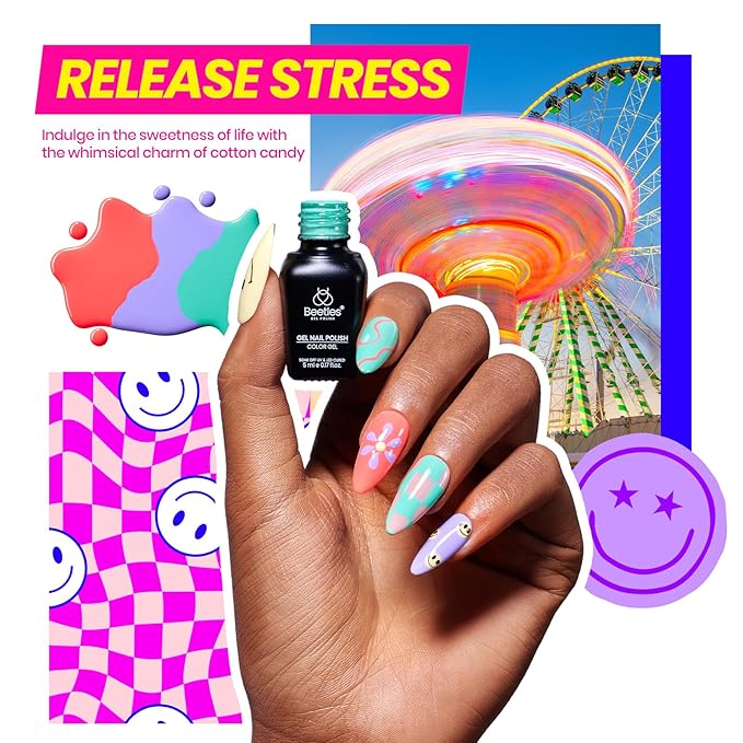 Beetles 69 Pcs Gel Nail Polish Kit with U V Light - 35 Colors Gel Polish Nail Kit with with Base &amp Glossy Top Coat Soak Off DIY Salon Beginner-friendly Manicure Nails Stuff Gifts for Women Teens G
