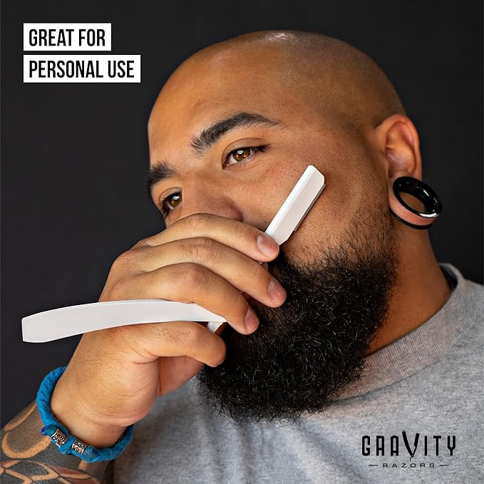 GRAVITY RAZORS Professional Straight Razor Kit ? Minimal Exposure Includes 10 Premium Blades 2mm Exposed White