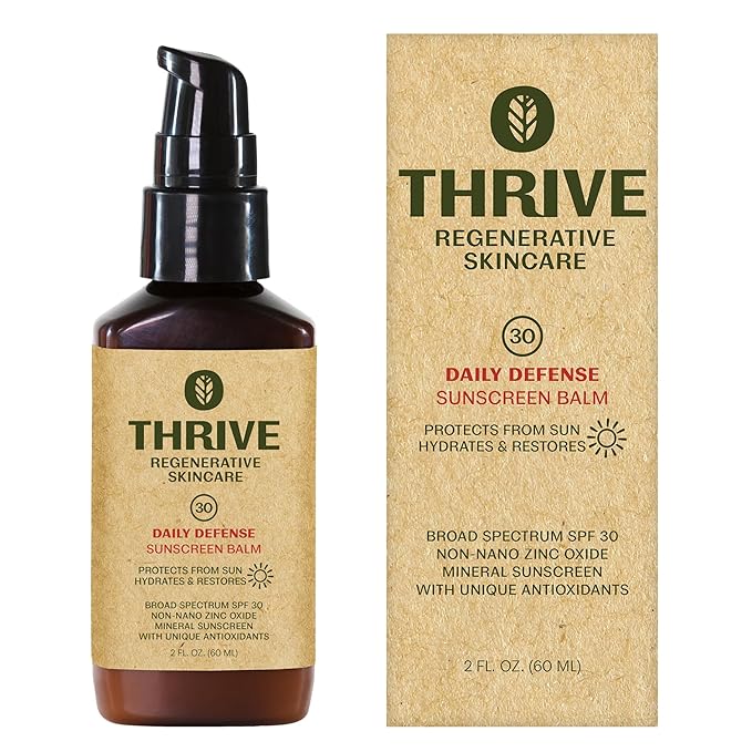 Thrive Natural Care Mineral Face Sunscreen SPF 30 - Daily Sunscreen for Face No White Cast Non-Nano Zinc Oxide - Lightweight Moisturizer Broad-Spectrum Protection - Vegan 2 Fl Oz