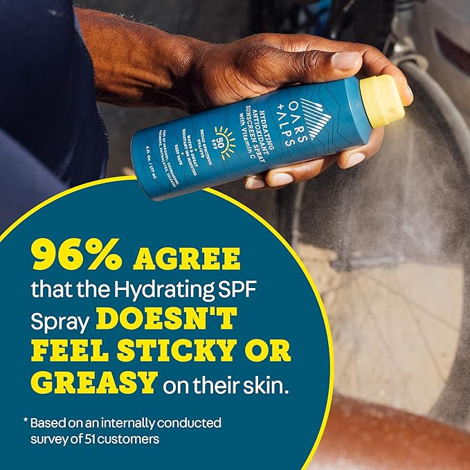 Oars + Alps Sunscreen Spray for Face &amp Body Spray Sunscreen Infused with Vitamin C &amp Antioxidants No White Residue Water &amp Sweat Resistant All Skin Types Lightweight Hydrating SPF 50
