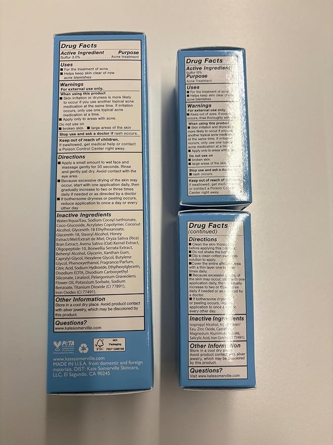Kate Somerville EradiKate 3% Sulfur Daily Foaming Cleanser Acne Treatment ? Clinically Formulated Medicated Face Wash Balances Skin and Cleans Pores 2-Pack of 4 Fl Oz Each
