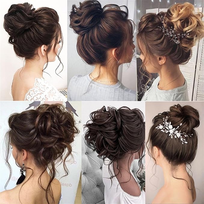 FRANCES Fake Hair Bun Synthetic Messy Bun Wavy Curly Bun Ponytail Hair Extensions Fancy Curly Bun Claw Clip Bun Wig For Women Hair Accessories (Color : 1pcs-09)