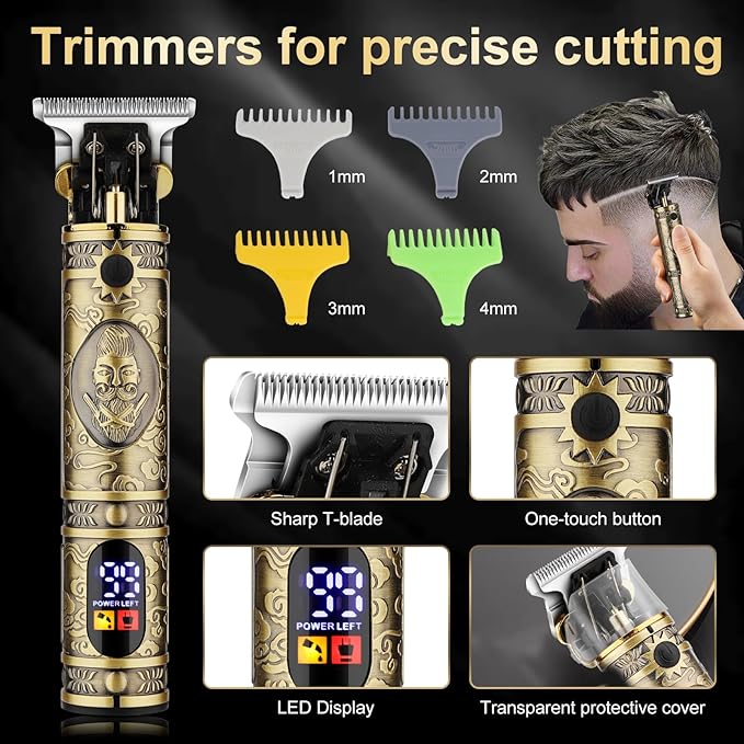 Hair Clippers for Man T-Blade Trimmer Nose Hair Trimmer Electric Shaver Set Professional Metal Body Barber Clippers Set for Haircut Men?™s Grooming Kit with LCD Display Ideal Gift for Him