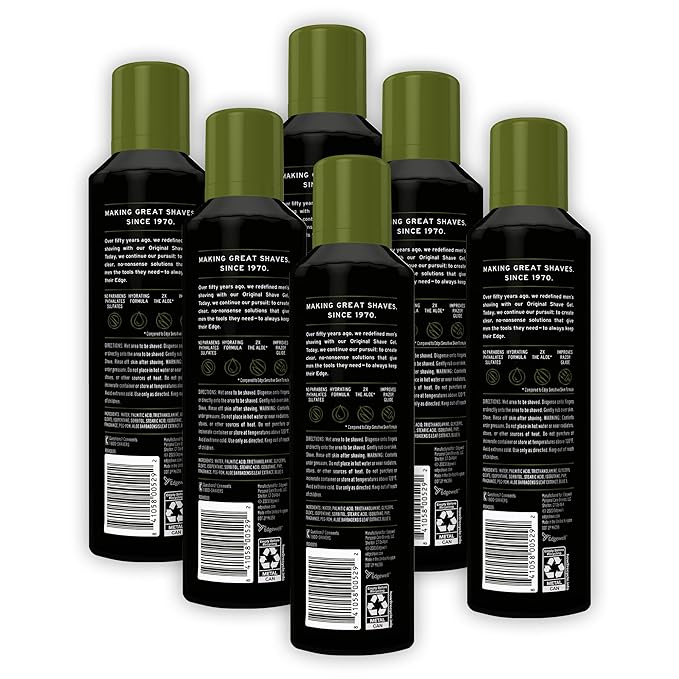 Edge Shaving Gel for Men Soothing Aloe with Twice The Aloe (6 Pack) - Shave Gel For Men That Moisturizes Protects and Soothes To Help Reduce Skin Irritation