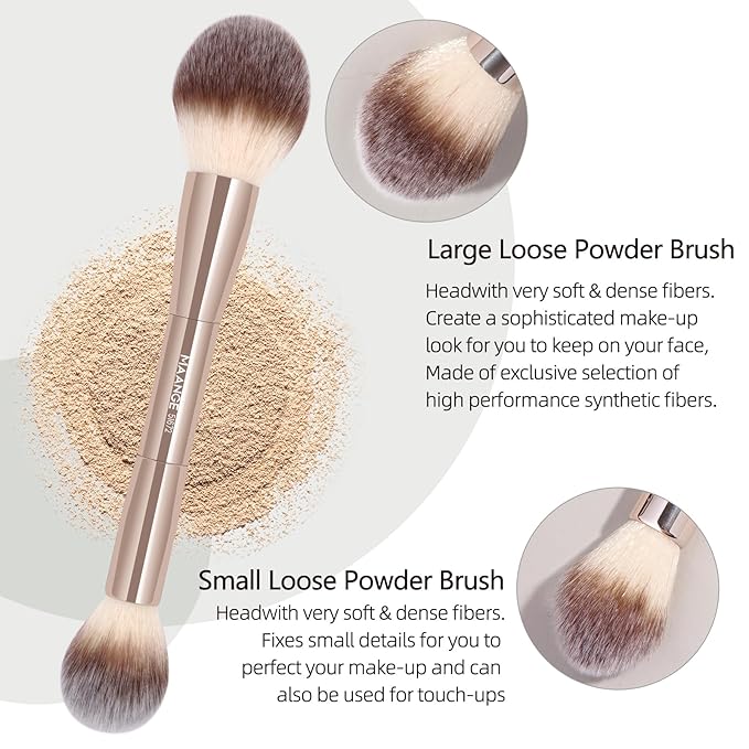 MAANGE 20 Pcs Makeup Brushes with Gift Box Double-End Multi-functional Makeup Brushes for Blending Liquid Powder Concealer Cream Blush BuffeChampagne