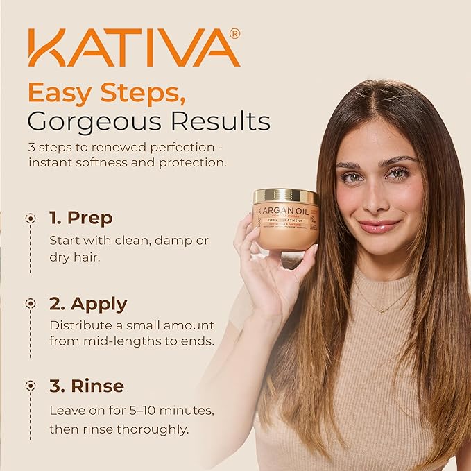 KATIVA Argan Hair Mask 10 oz 2-Pack ? Deep Repair Hair Treatment with Organic Argan Oil Olive &amp Peptides ? Intense Hydration for Dry Damaged Hair ? Deep Conditioner for All Hair Types