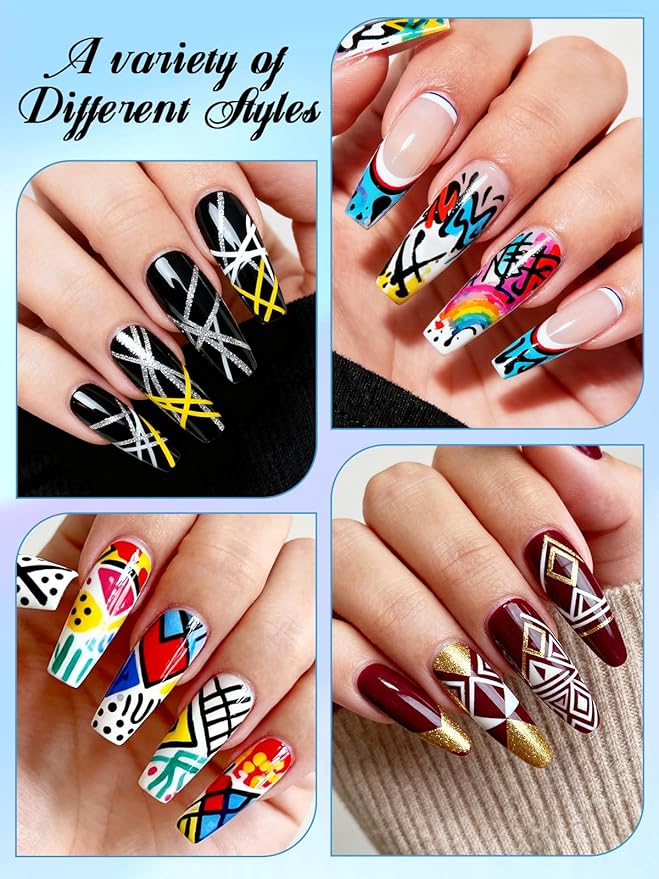 24 Color 3D Nail Art Polish Pens Set Kalolary Nail Art Markers Point Graffiti Dotting Pen Drawing Painting Liner Double Headed Acrylic Paint for DIY Nail Art