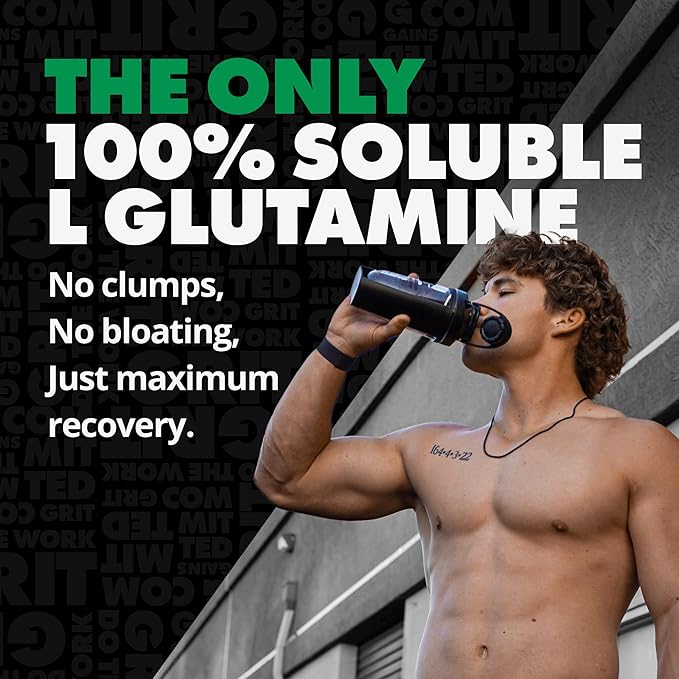 Gains in Bulk L-Glutamine Gluten Free Glutamine Powder for Muscle Recovery and Growth Post Workout Support Amino Acid Supplement Promotes Protein Synthesis Non GMO Unflavored 90 Servings