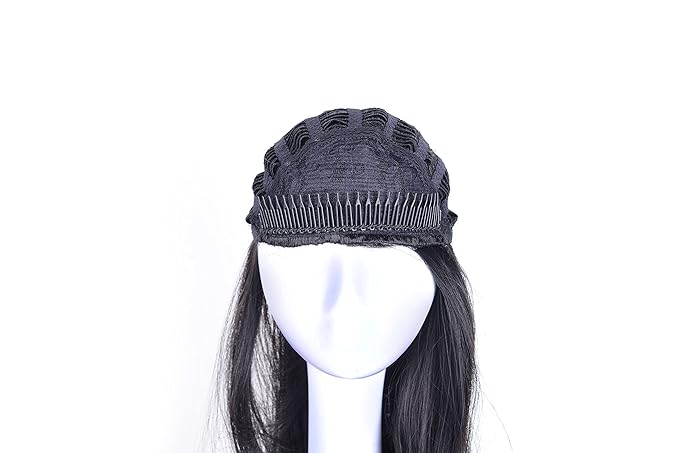 Onedor 22 Semi Curly Hair Women Ladies 3/4 Half Wig Premium Japanese Synthetic fibers Wigs with Secured Mesh Head Cap (R1)