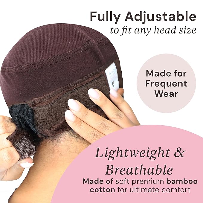 MILANO COLLECTION Wig Grip Caps for Women Adjustable No Slip Wig Cap with Grip Band Built-In Secure Elastic HeadBand for Lace Front Styles Chocolate Brown 2 Pack