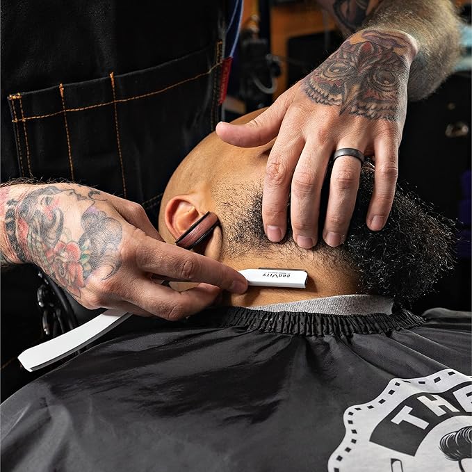 GRAVITY RAZORS Professional Straight Razor Kit ? Minimal Exposure Includes 10 Premium Blades 2mm Exposed White