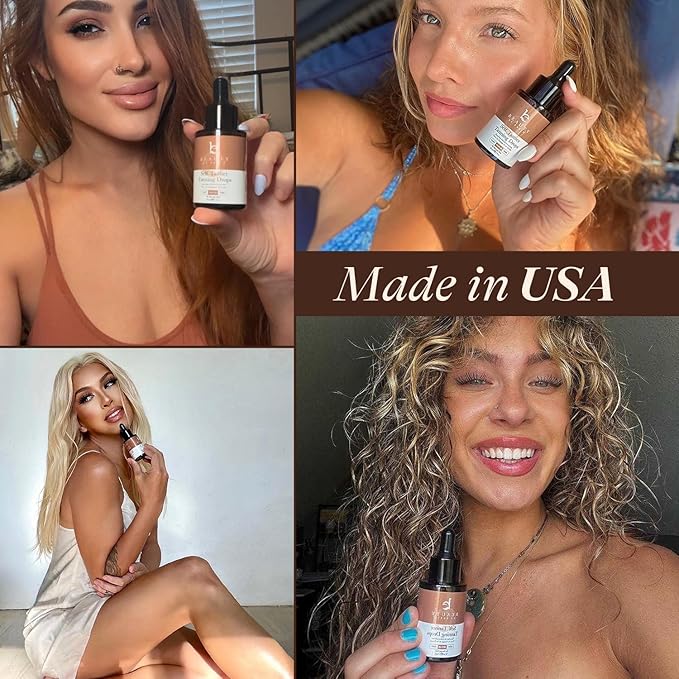 Self Tanning Drops for Face - USA Made with Organic &amp Natural Ingredients Bronzing Face Tanning Drops with Aloe Vera Non Toxic Self Tanner for Sunless Fake Tan &amp Natural Glow Cruelty &amp